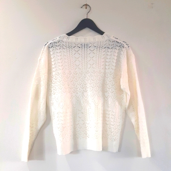 Shein White Crochet Large Sweater Top - Picture 4 of 8
